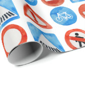 Papier Cadeau Signes de circulation, Vélo, Balades (Coin rond)