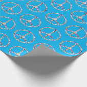 Papier Cadeau Signes De Paix Fleur Sur Aqua (Coin)