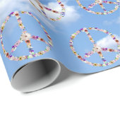 Papier Cadeau Signes De Paix Fleur Sur Le Ciel (Coin rond)