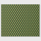 Papier Cadeau Signes Dollar Or Sur Vert (Plat)