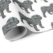 Papier Cadeau Silhouette Bulldog Anglais Grille Y&B Blanc (Coin rond)