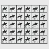 Papier Cadeau Silhouette Cheval Dressage avec Réflexion (Plat)