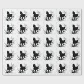Papier Cadeau Silhouette, cheval noir (Plat)