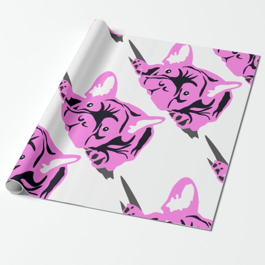 Papier Cadeau Silhouette de Bouledogue Français (Déroulé)