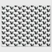 Papier Cadeau Silhouette de chat noir (Plat)