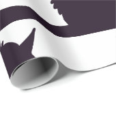 Papier Cadeau Silhouette de chat noir malin avec yeux rouges (Coin rond)