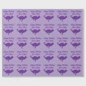 Papier Cadeau Silhouette de chat violet papier d'emballage d'ann (Plat)