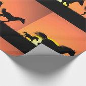 Papier Cadeau Silhouette de chevaux sauvages au coucher du solei