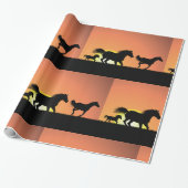 Papier Cadeau Silhouette de chevaux sauvages au coucher du solei (Déroulé)