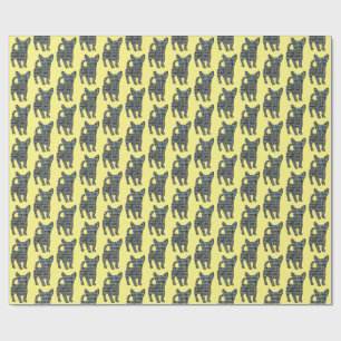 Papier Cadeau Silhouette de chien Chihuahua Y&B ligne de grille