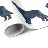 Papier Cadeau Silhouette de couleur noire de Terre-Neuve (Coin rond)