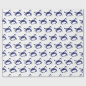 Papier Cadeau Silhouette de crabe #1 Dessin bleu (Plat)