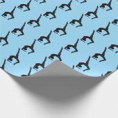 Papier Cadeau silhouette de gymnaste renversée sur bleu (Coin)