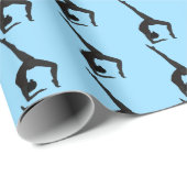 Papier Cadeau silhouette de gymnaste renversée sur bleu (Coin rond)