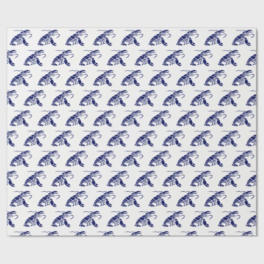 Papier Cadeau Silhouette de homard no 1 Dessin bleu (Plat)