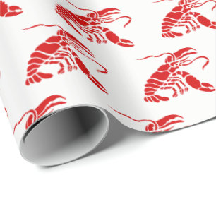 Papier Cadeau Silhouette de homard no 1 en rouge