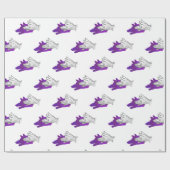 Papier Cadeau Silhouette de main de loup Violet (Plat)