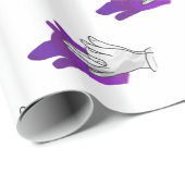 Papier Cadeau Silhouette de main de loup Violet (Coin rond)