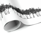 Papier Cadeau Silhouette de palmiers blancs noirs (Coin rond)