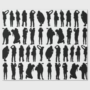 Papier Cadeau Silhouette de personnes prenant des photos motif g
