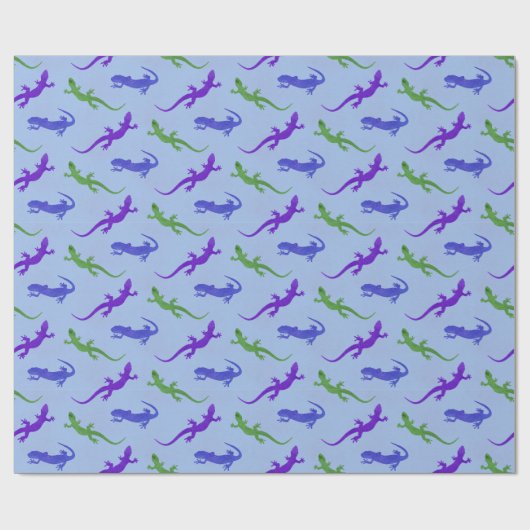 Papier Cadeau Silhouette de salamandre vive en bleu (Plat)