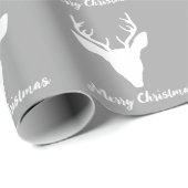 Papier Cadeau Silhouette De Tête De Cerf Blanc Sur Texte Gris Et (Coin rond)