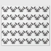 Papier Cadeau Silhouette de visage de Pug (Plat)