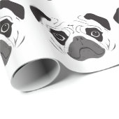 Papier Cadeau Silhouette de visage de Pug (Coin rond)