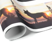 Papier Cadeau Silhouette du loup d'hiver (Coin rond)