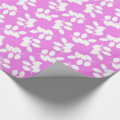 Papier Cadeau Silhouette feuille blanche sur rose (Coin)