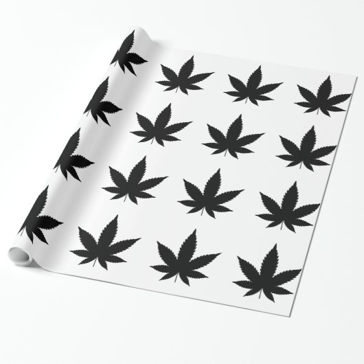 Papier Cadeau Silhouette feuille de mauvaises herbes (Déroulé)