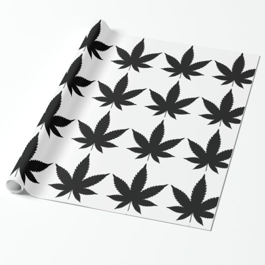 Papier Cadeau Silhouette feuille de mauvaises herbes (Déroulé)