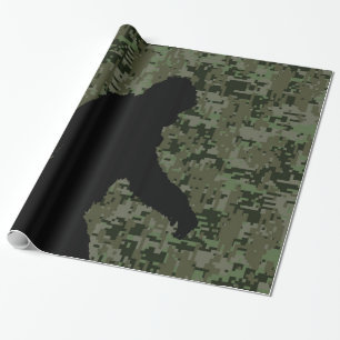 Papier Cadeau Silhouette Gone Squatchin sur Camouflage numériqu