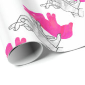 Papier Cadeau Silhouette main Rabbit rose (Coin rond)