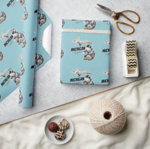 Papier Cadeau Silhouette Michigan Remplie De Pierres Petoskey