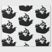 Papier Cadeau Silhouette noire de bateau de pirate (Plat)
