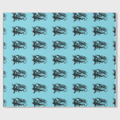 Papier Cadeau Silhouette noire de dragon (Plat)