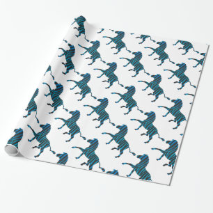 Papier Cadeau Silhouette noire et bleue Zebra