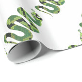 Papier Cadeau Silhouette noire et verte de serpent d'impression (Coin rond)