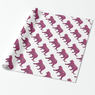 Papier Cadeau Silhouette Pink et Tigre noir