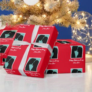 Papier Cadeau Silhouette romantique couple personnalisées Noël