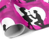 Papier Cadeau Silhouette Rose Proposition Cœur (Coin rond)