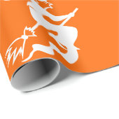 Papier Cadeau silhouette sorcière en orange néon (Coin rond)