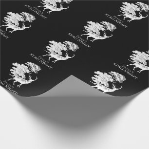Papier Cadeau Silhouette Vintage noire et blanche de cerfs