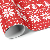 Papier Cadeau Silhouettes de Chien de Boxer Noël Motif de vacanc (Coin rond)