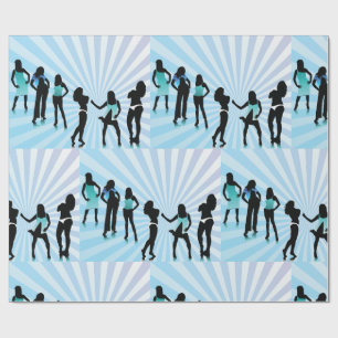 Papier Cadeau Silhouettes de femmes élégantes Bleu sarcelle Mode