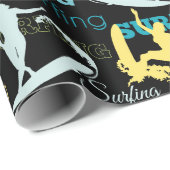 Papier Cadeau Silhouettes de surf (Coin rond)