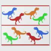 Papier Cadeau Silhouettes de T-Rex de Dinosaure Jurassique (Plat)