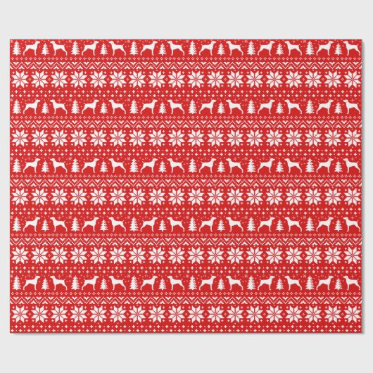 Papier Cadeau Silhouettes de Weimaraner Noël (Plat)