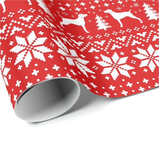 Papier Cadeau Silhouettes de Weimaraner Noël (Coin rond)